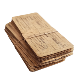 a stack of old newspapers on a white background