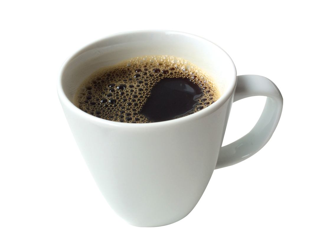 a cup of coffee on a white background