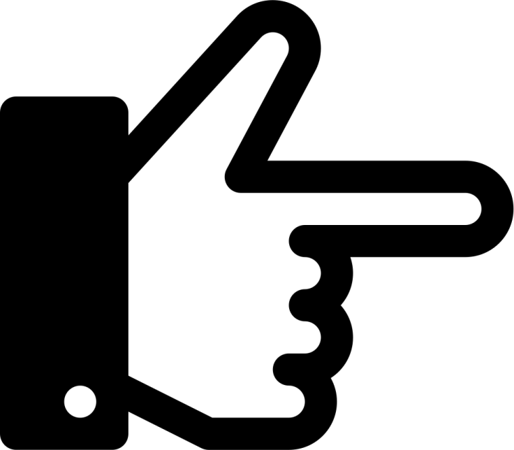 a black and white image of a hand pointing up