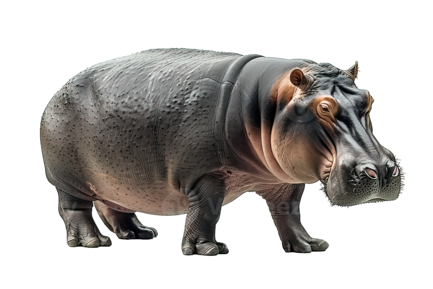 a hippo is standing and looking at the camera