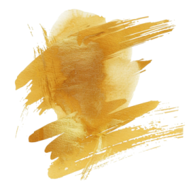 a yellow paint brush stroke on a white background