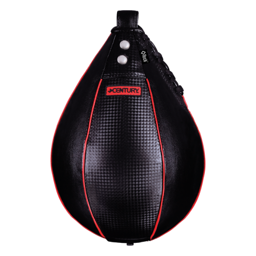 a black and red punching bag on a white background