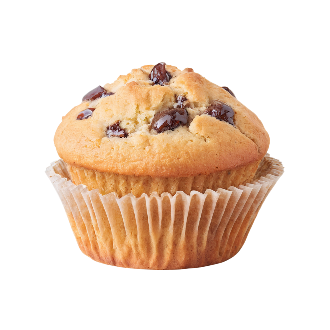 a close up of a muffin on a white background