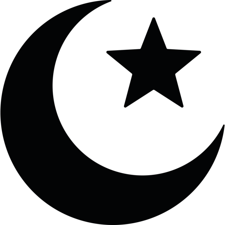 a black and white crescent and star