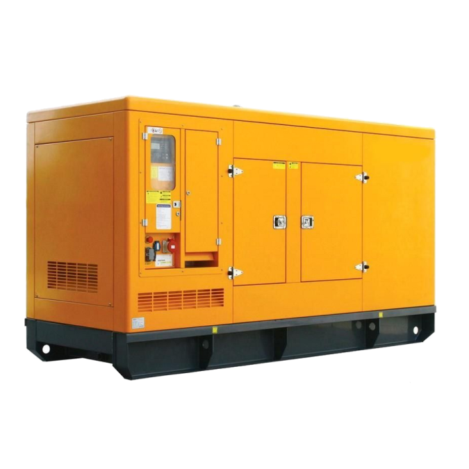 a yellow diesel generator on a white background