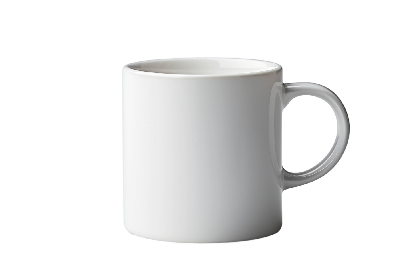 a white mug with a handle on it