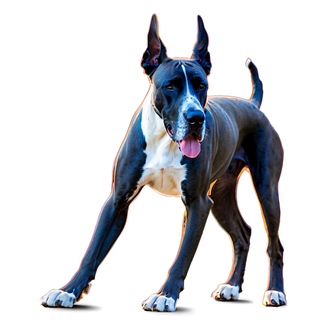 a black and white dog with its tongue out