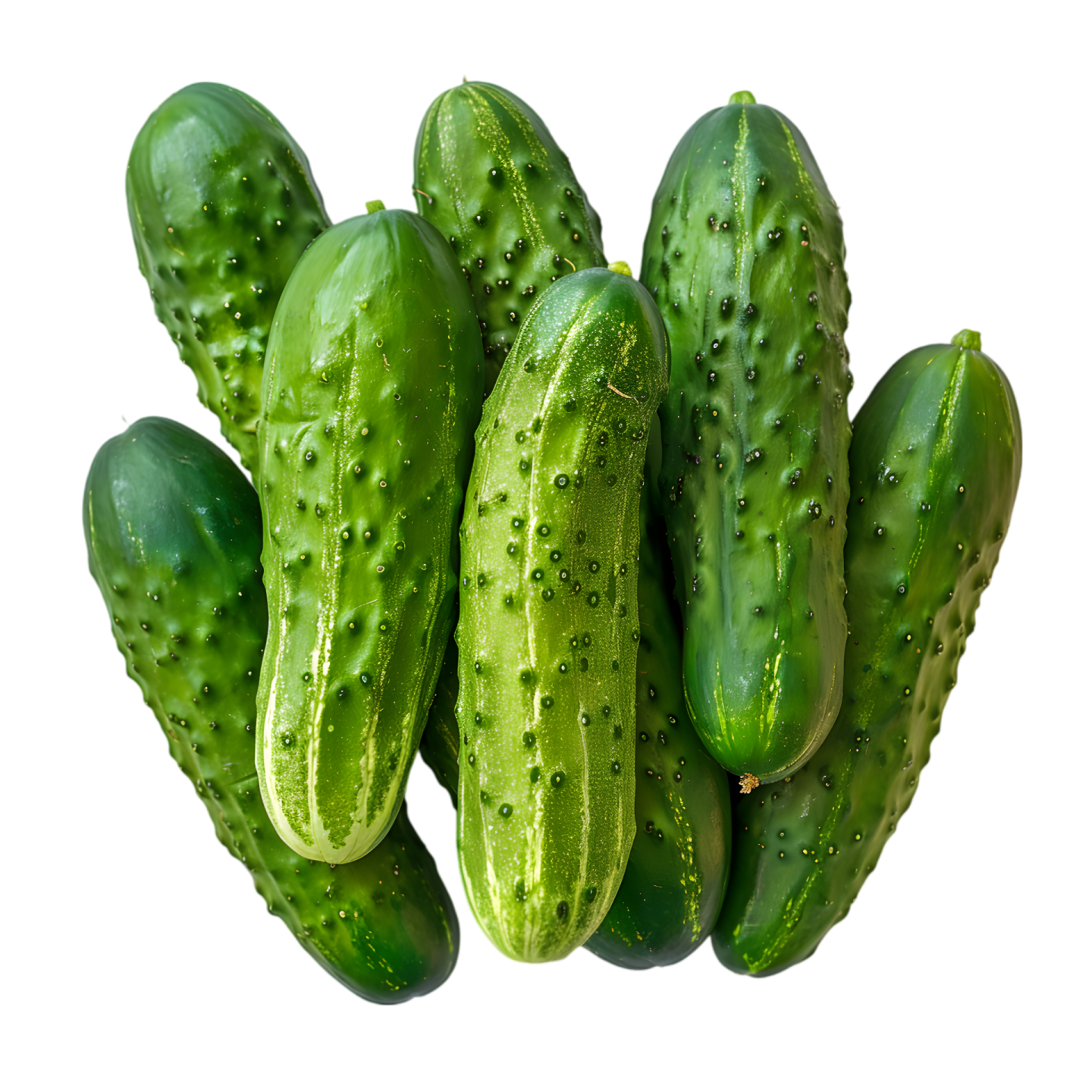 a bunch of pickles on a white background