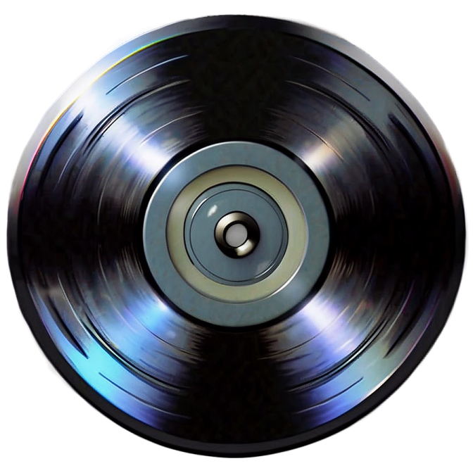 a black vinyl record on a white background