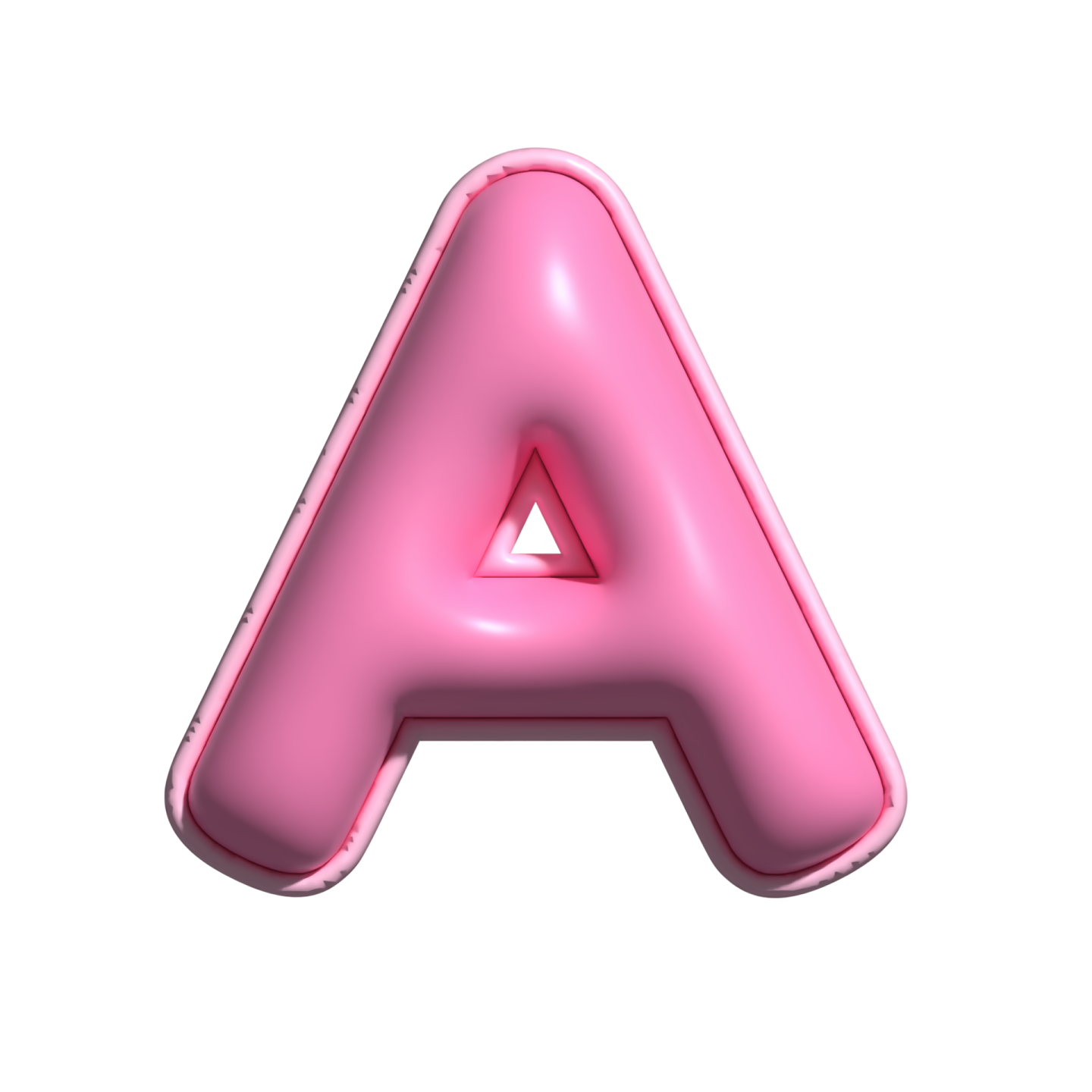a pink letter on a white background