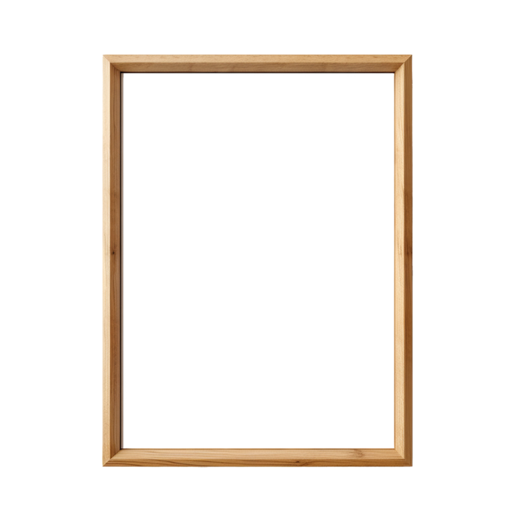 a wooden frame on a white background