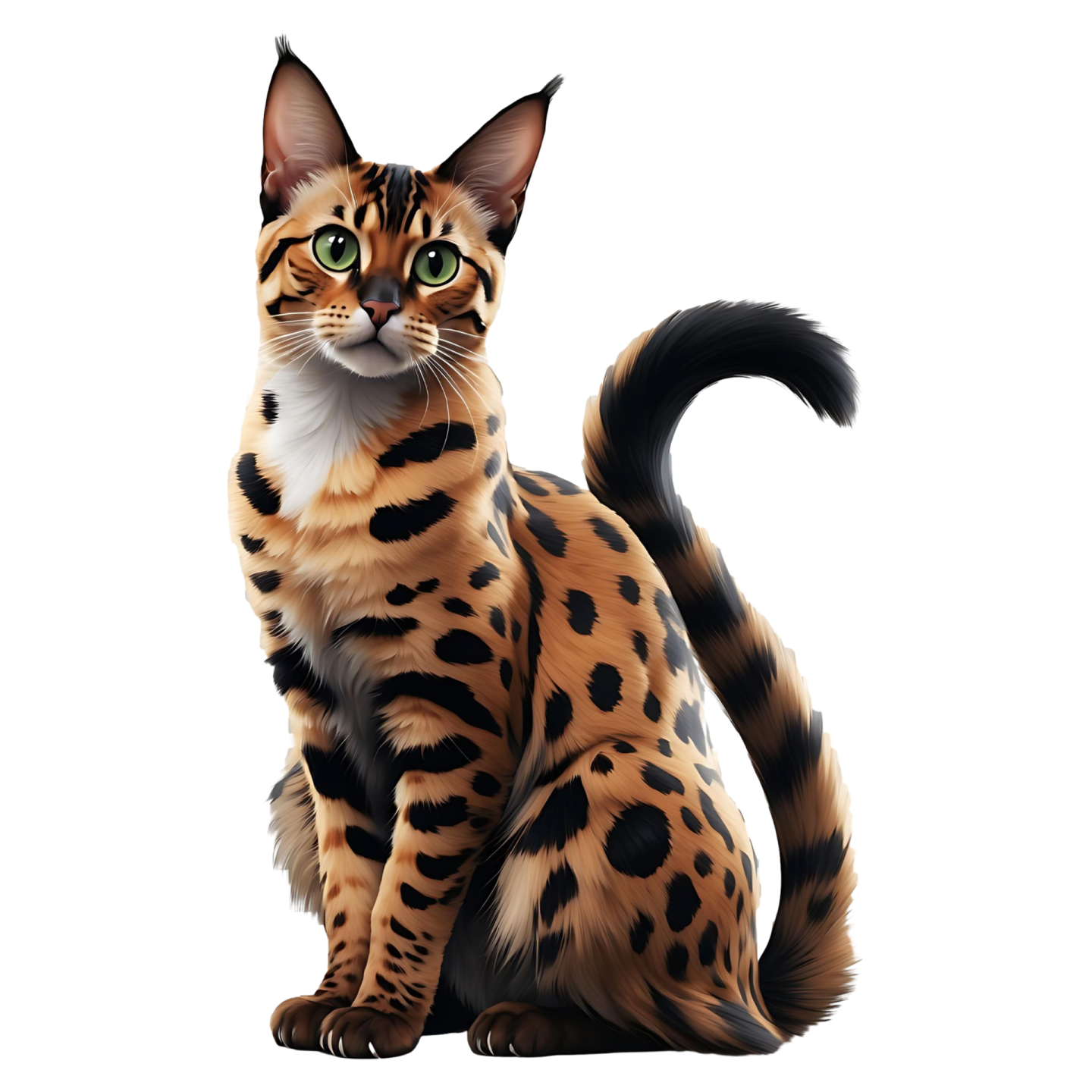 a brown and black cat with green eyes