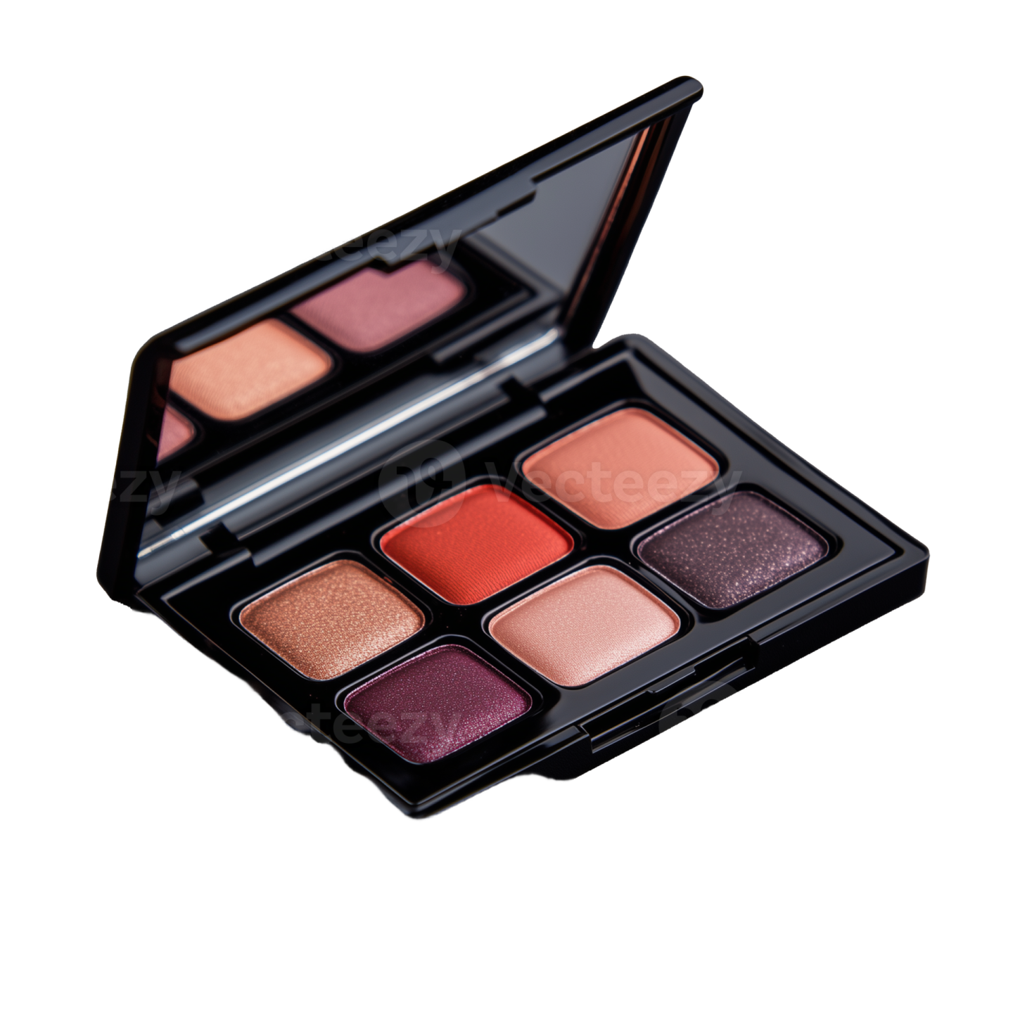 a close up of a palette of makeup on a white background