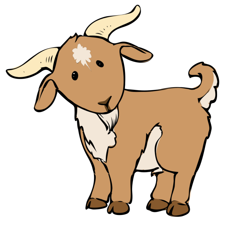 a brown goat standing on a white background