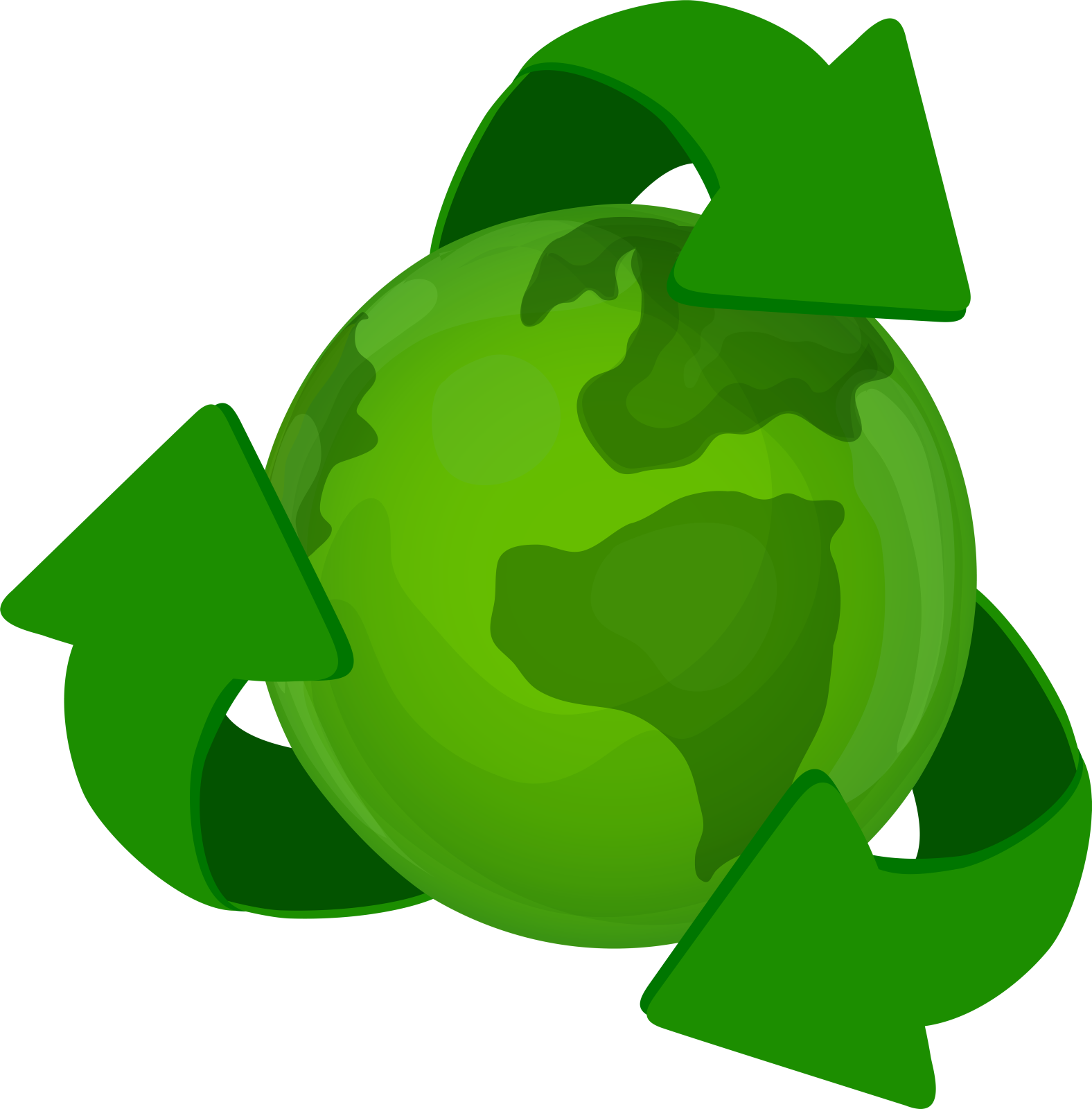a green earth with arrows around it
