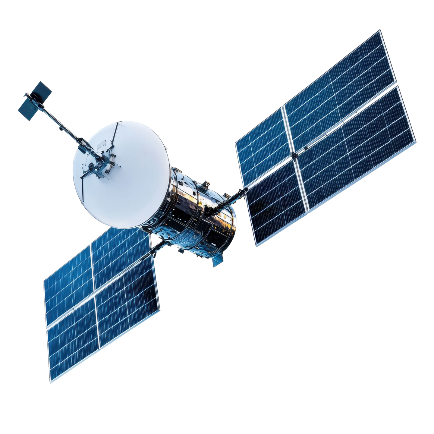 an image of a satellite with solar panels