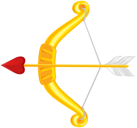 a yellow bow with an arrow on it