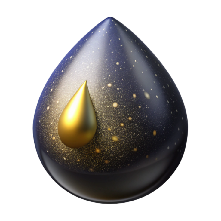 a gold drop on a white background