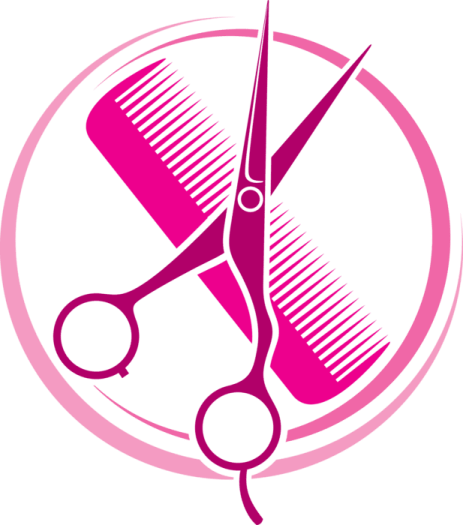 a pair of scissors and combs on a white background