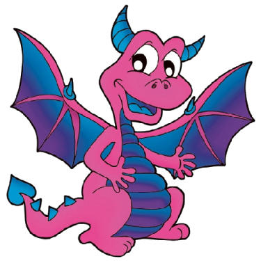 a pink dragon with blue wings