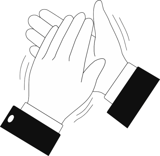 a black and white illustration of two hands reaching each other hands