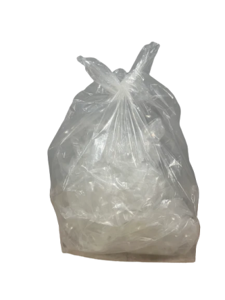 a clear plastic bag on a white background