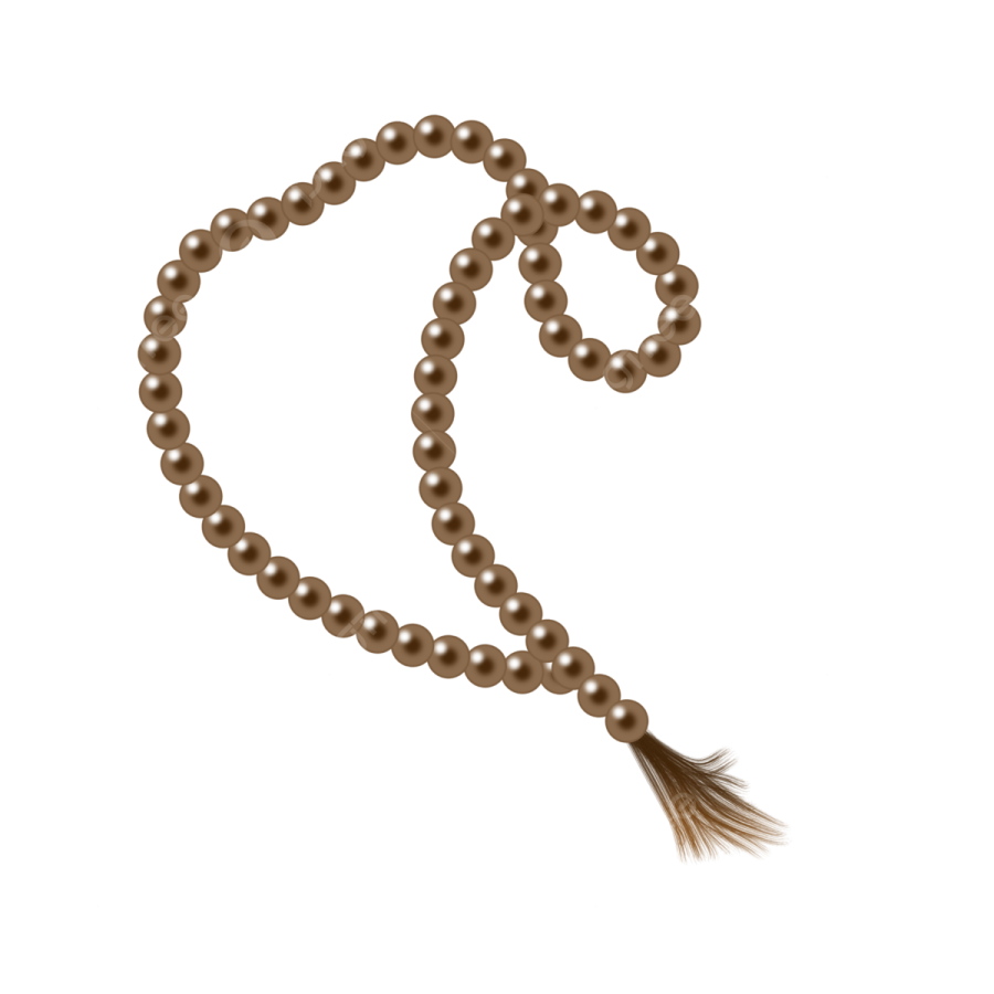 a brown pearl necklace with a tat