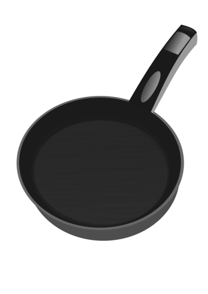 a black frying pan with a handle