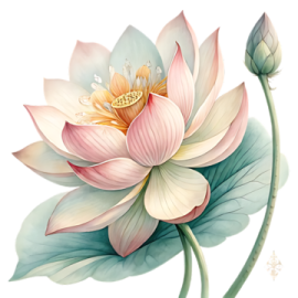 a watercolor painting of a lotus flower