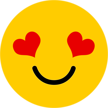 a smiley face with hearts in the eyes