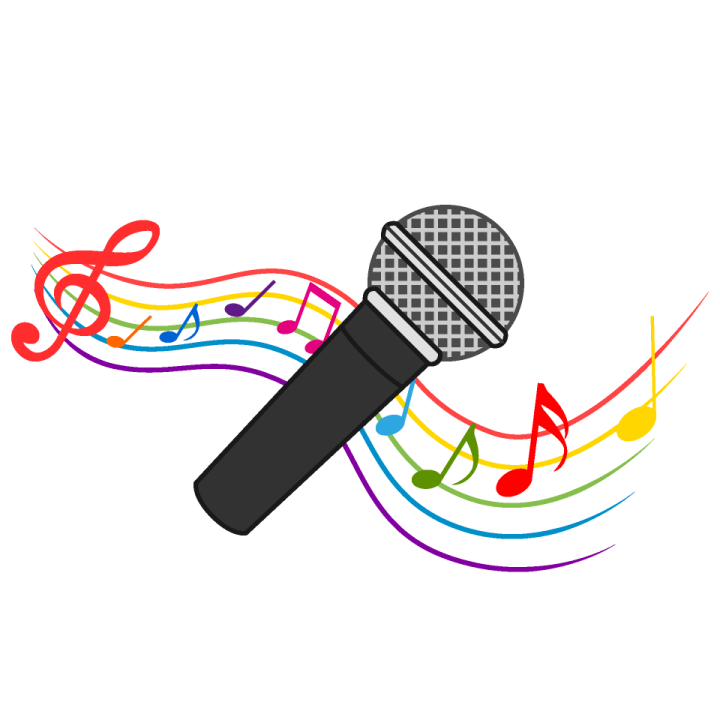 a microphone with music notes on it