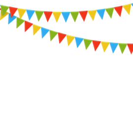 colorful bunting flags on a white background