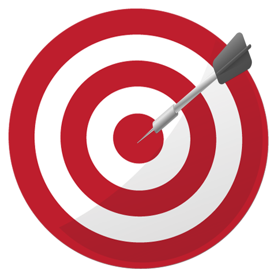 a dart hitting in the center of a target