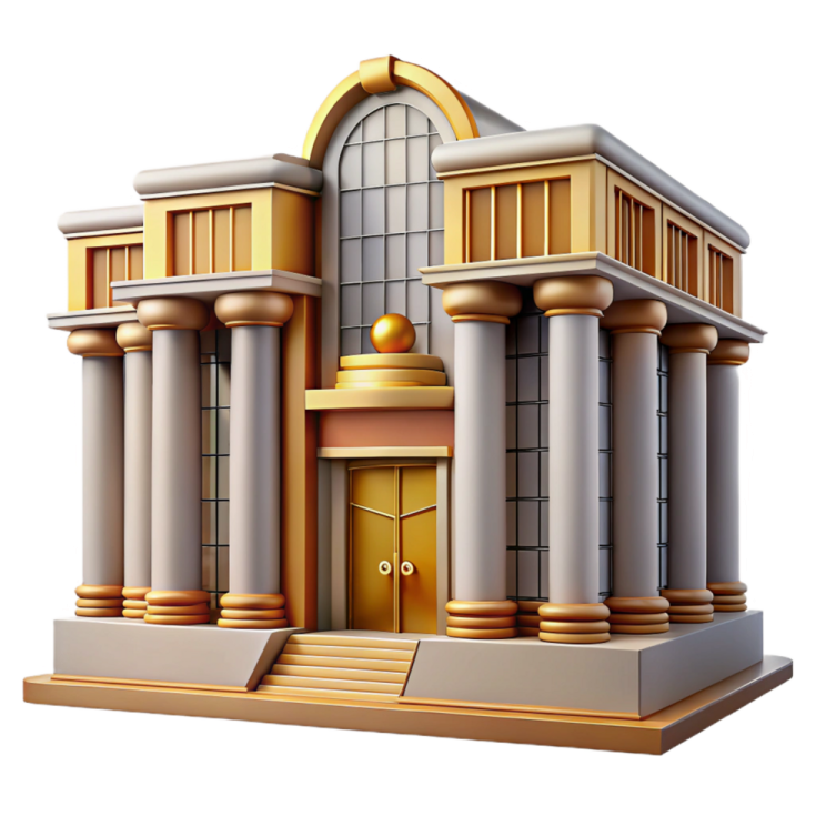 a building with columns and a door