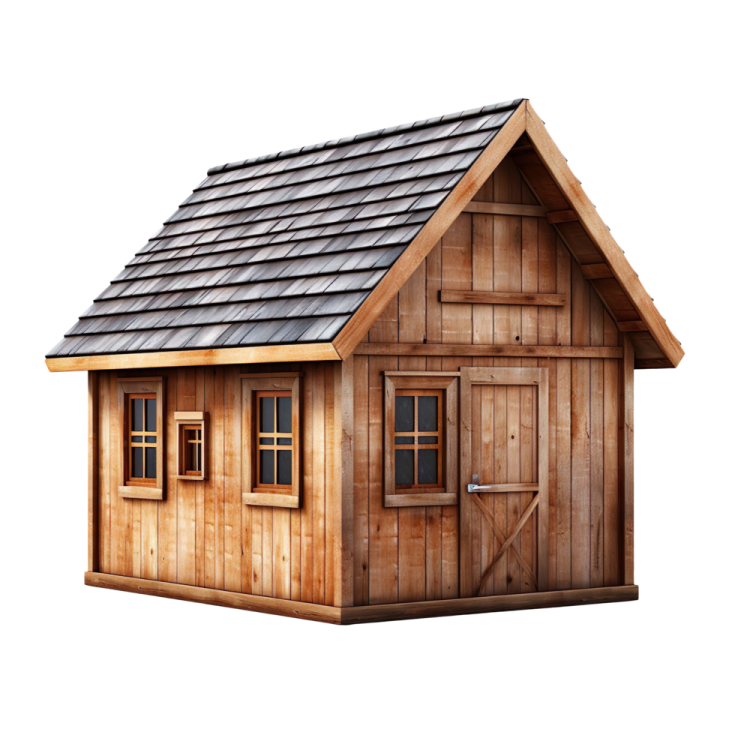 a small wooden house on a white background