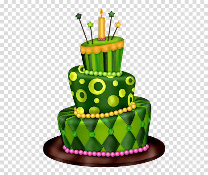 a green birthday cake with candles and beads on top