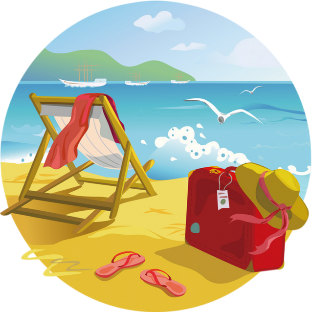 a beach chair and flip flops on the sand