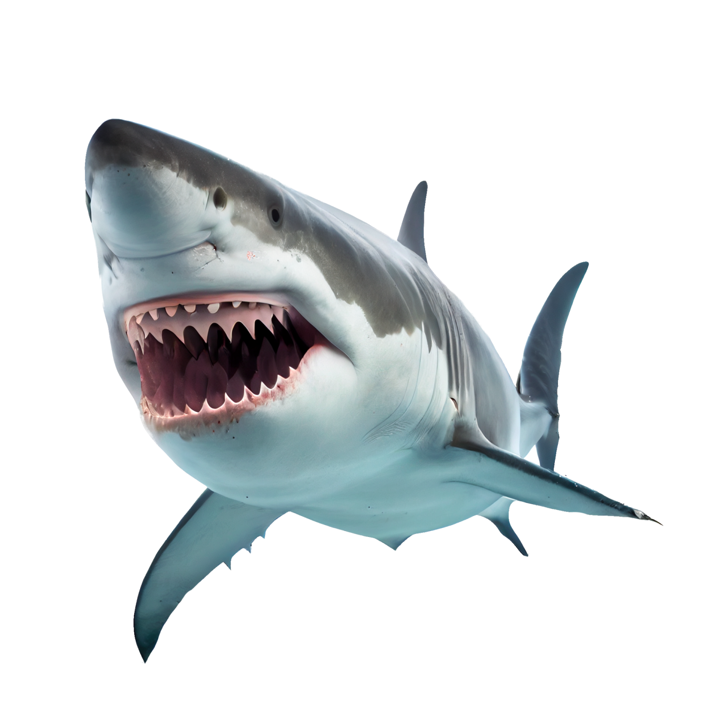 a large white shark with its mouth open