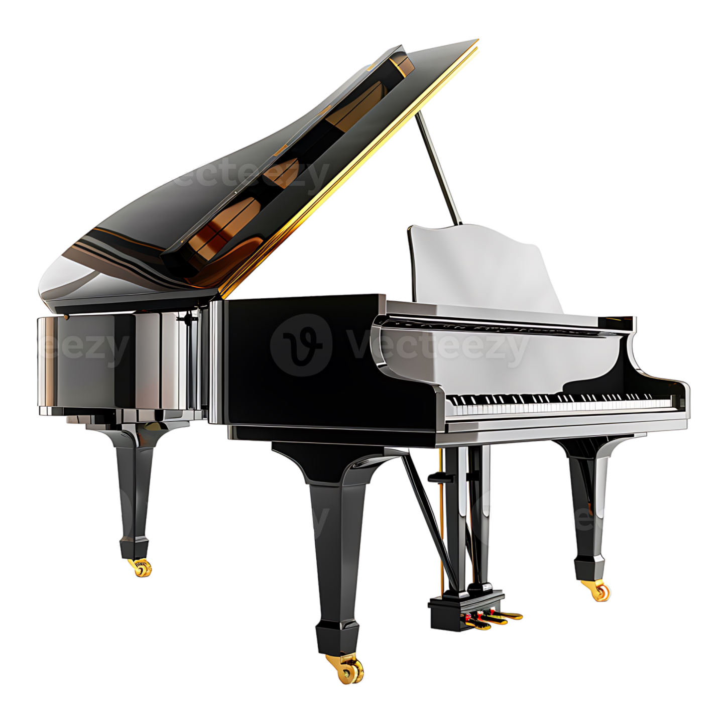 a grand piano on a white background