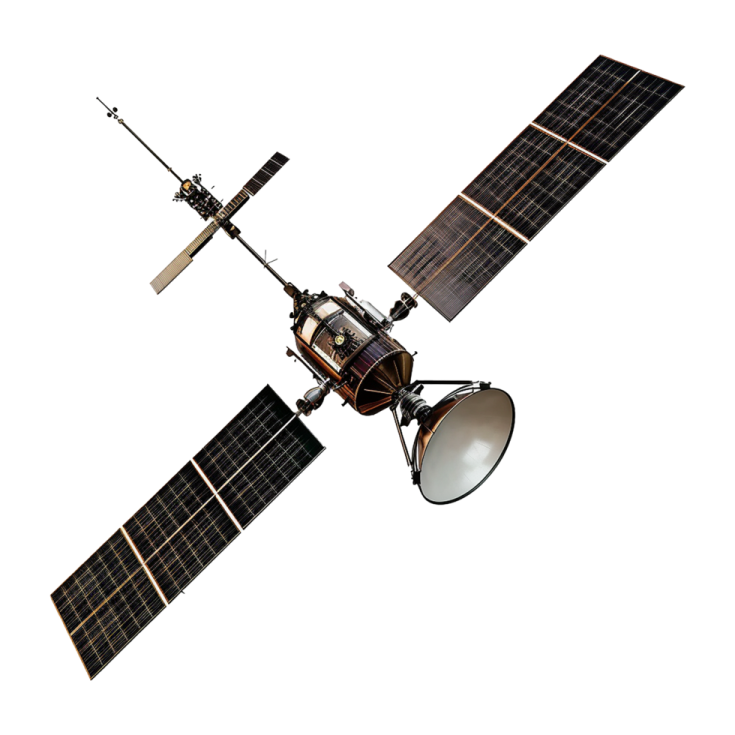 An artist's rendering of a satellite system