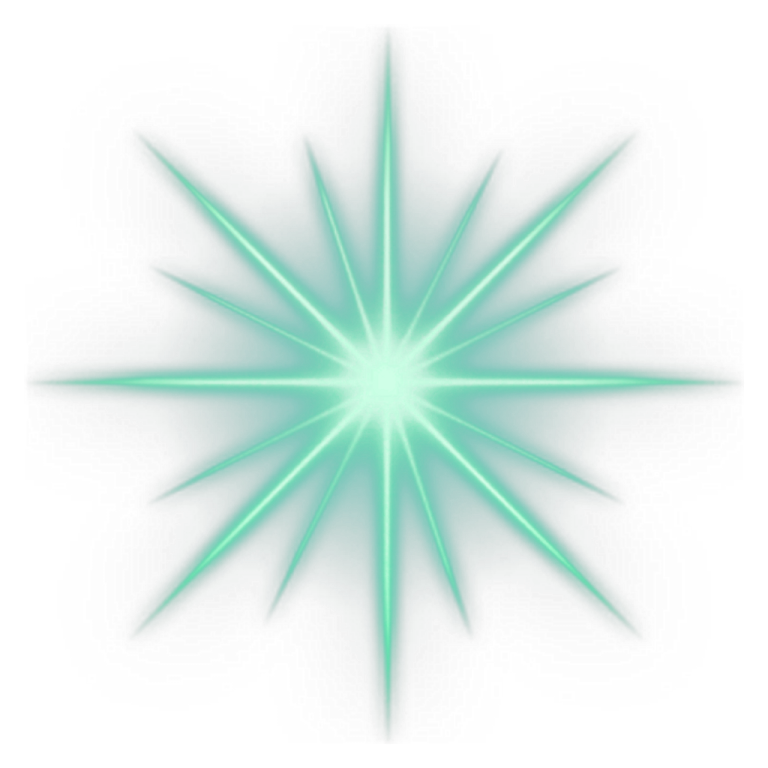a green star on a white background