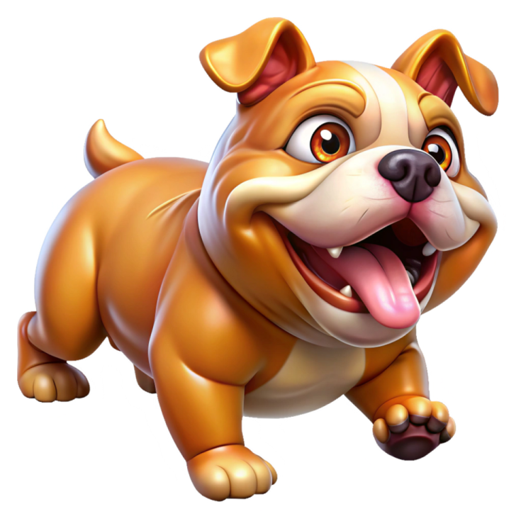 a cartoon dog running with its tongue out