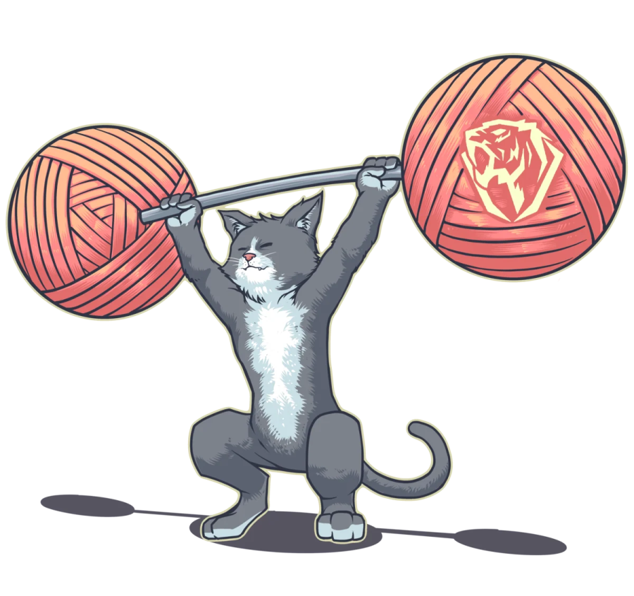 a cat is lifting a ball of yarn