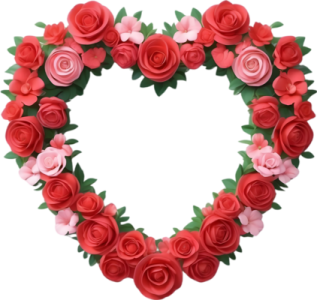 a heart made of red and pink roses