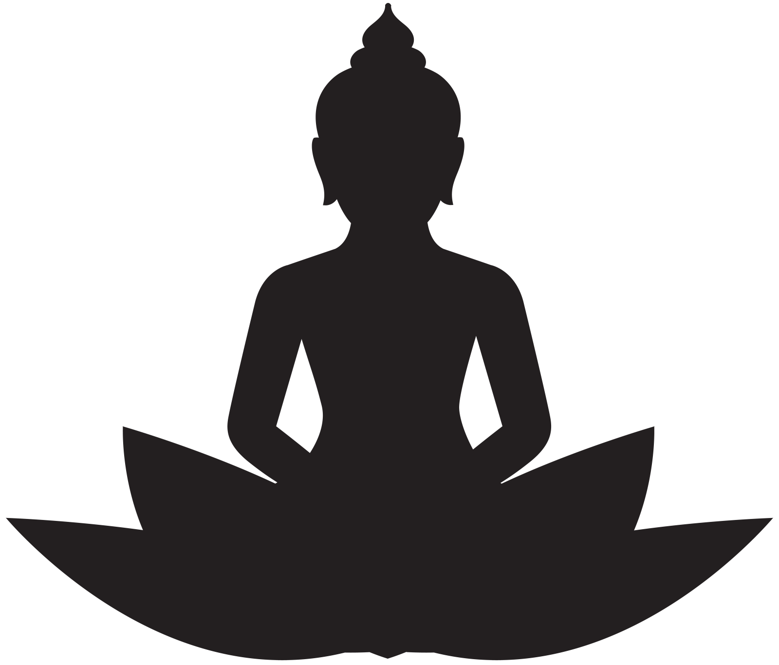 a black and white silhouette of a buddha statue