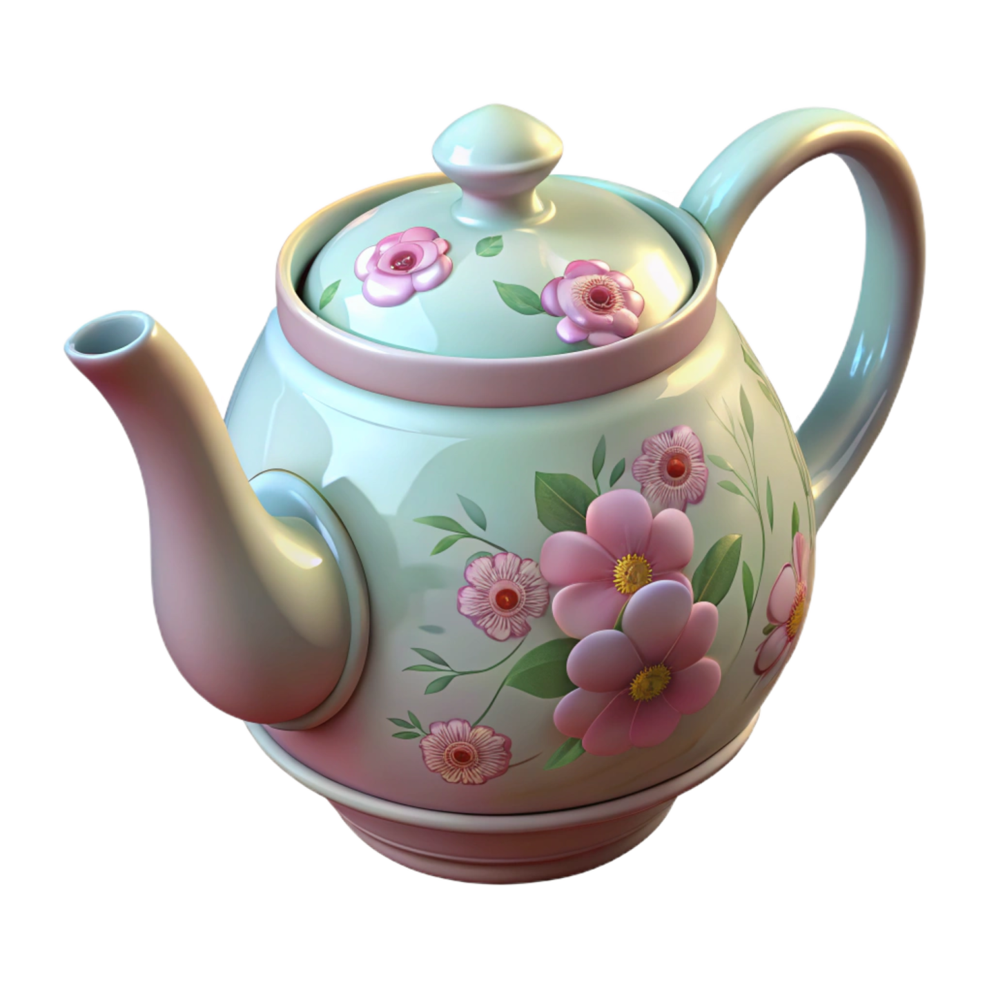 a teapot with flowers painted on it