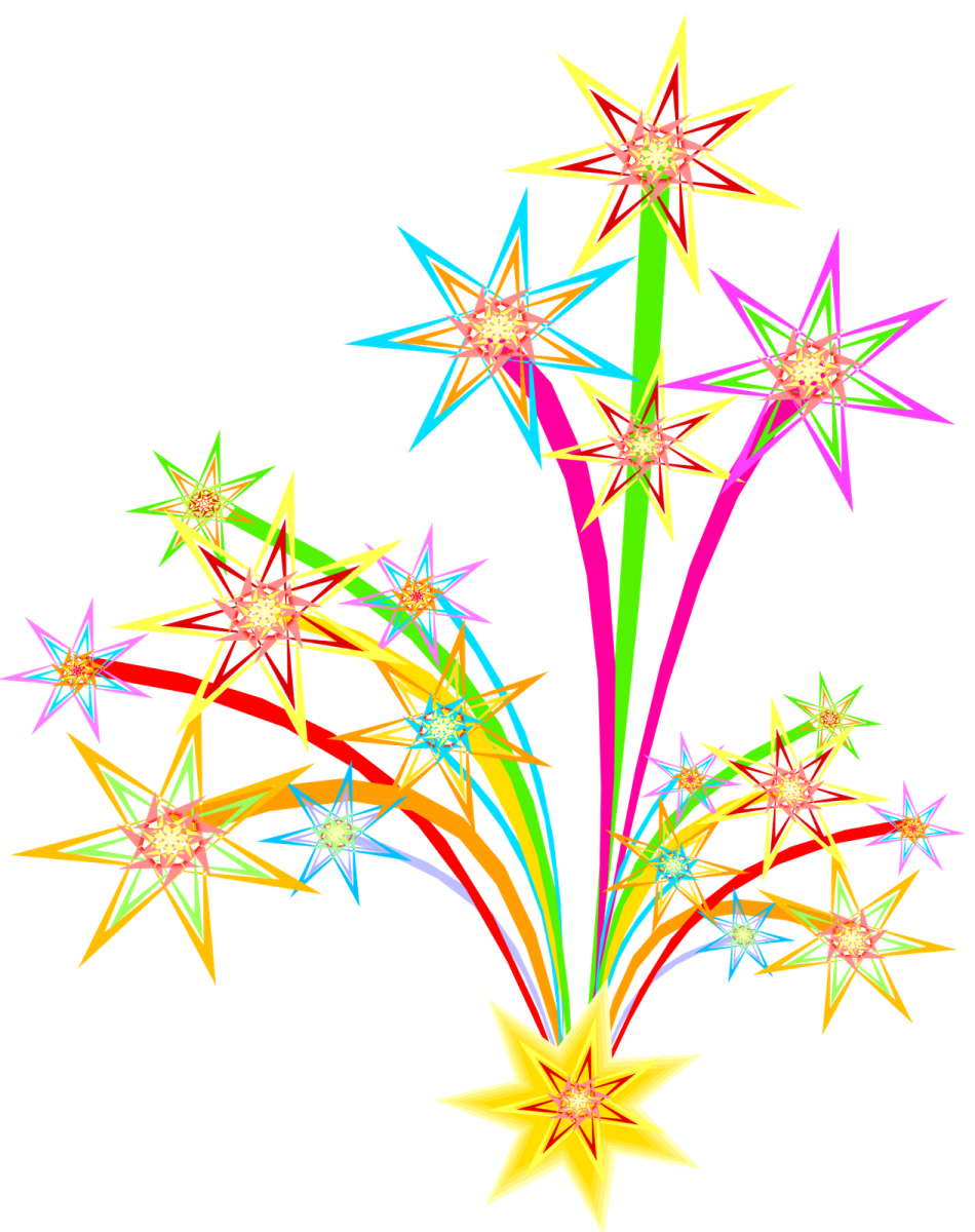 a bunch of colorful stars on a white background