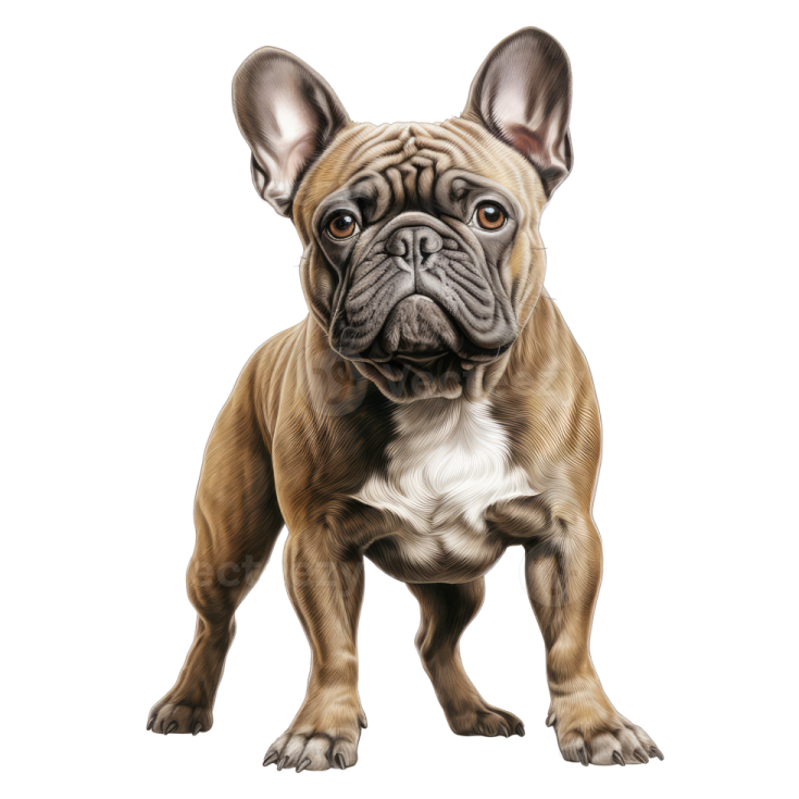 a french bulldog puppy standing and looking at the camera