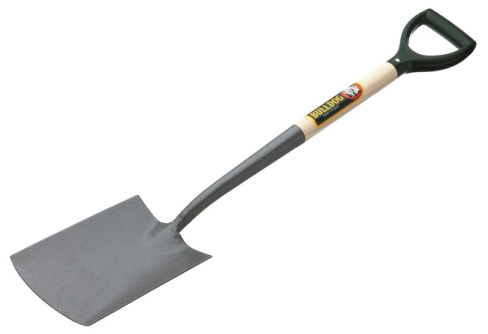 a shovel with a wooden handle