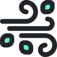 a black and white logo with green eyes